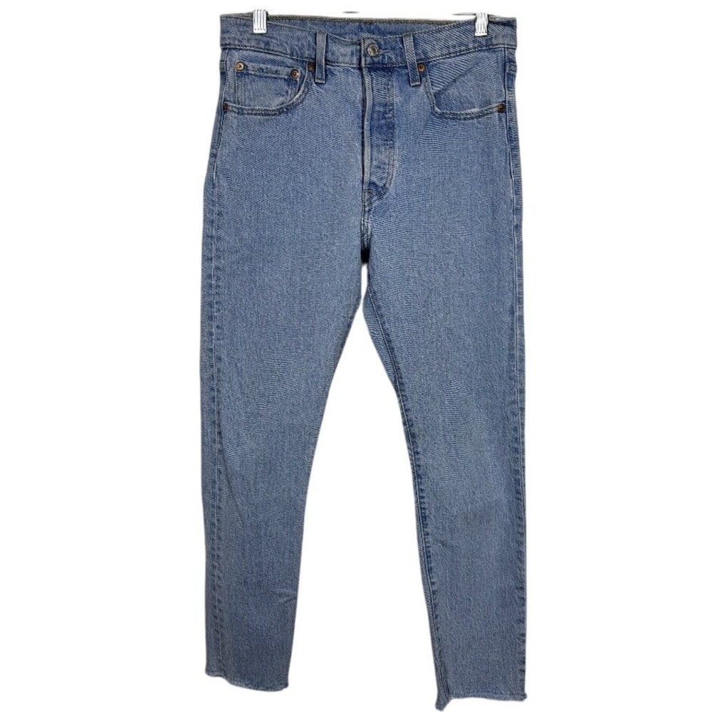 Levi's Womens 501s Skinny Filiforme Light Wash Jeans Size 28/6 Raw Hem Classic